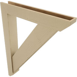 Ekena Millwork - BKTUR0554X36X48TRA06RCPR - Timberthane Faux Wood Traditional Style Bracket w/ Offset Brace, Slat Ends, 5 1/2"W x 36"D x 48"H, Primed Tan