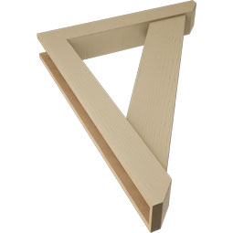 Ekena Millwork - BKTUR0554X36X48TRA06RCPR - Timberthane Faux Wood Traditional Style Bracket w/ Offset Brace, Slat Ends, 5 1/2"W x 36"D x 48"H, Primed Tan