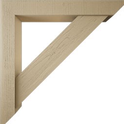 Ekena Millwork - BKTUR0554X38X38TRA06RCPR - Timberthane Faux Wood Traditional Style Bracket w/ Offset Brace, Slat Ends, 5 1/2"W x 38"D x 38"H, Primed Tan