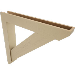 Ekena Millwork - BKTUR0554X38X38TRA06RCPR - Timberthane Faux Wood Traditional Style Bracket w/ Offset Brace, Slat Ends, 5 1/2"W x 38"D x 38"H, Primed Tan