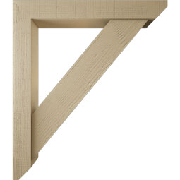 Ekena Millwork - BKTUR0554X38X44TRA06RCPR - Timberthane Faux Wood Traditional Style Bracket w/ Offset Brace, Slat Ends, 5 1/2"W x 38"D x 44"H, Primed Tan