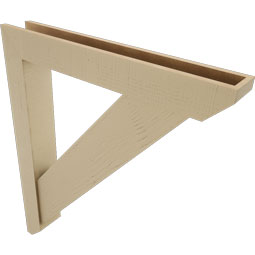 Ekena Millwork - BKTUR0554X38X44TRA06RCPR - Timberthane Faux Wood Traditional Style Bracket w/ Offset Brace, Slat Ends, 5 1/2"W x 38"D x 44"H, Primed Tan