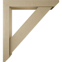 Ekena Millwork - BKTUR0554X40X44TRA06RCPR - Timberthane Faux Wood Traditional Style Bracket w/ Offset Brace, Slat Ends, 5 1/2"W x 40"D x 44"H, Primed Tan