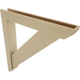 Ekena Millwork - BKTUR0554X40X44TRA06RCPR - Timberthane Faux Wood Traditional Style Bracket w/ Offset Brace, Slat Ends, 5 1/2"W x 40"D x 44"H, Primed Tan