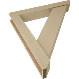 Ekena Millwork - BKTUR0554X40X44TRA06RCPR - Timberthane Faux Wood Traditional Style Bracket w/ Offset Brace, Slat Ends, 5 1/2"W x 40"D x 44"H, Primed Tan