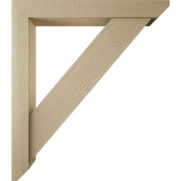 Ekena Millwork - BKTUR0554X42X48TRA06RCPR - Timberthane Faux Wood Traditional Style Bracket w/ Offset Brace, Slat Ends, 5 1/2"W x 42"D x 48"H, Primed Tan