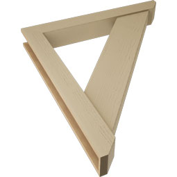 Ekena Millwork - BKTUR0554X42X48TRA06RCPR - Timberthane Faux Wood Traditional Style Bracket w/ Offset Brace, Slat Ends, 5 1/2"W x 42"D x 48"H, Primed Tan