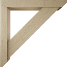 Ekena Millwork - BKTUR0554X44X44TRA06RCPR - Timberthane Faux Wood Traditional Style Bracket w/ Offset Brace, Slat Ends, 5 1/2"W x 44"D x 44"H, Primed Tan