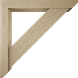 Ekena Millwork - BKTUR0554X46X46TRA06RCPR - Timberthane Faux Wood Traditional Style Bracket w/ Offset Brace, Slat Ends, 5 1/2"W x 46"D x 46"H, Primed Tan