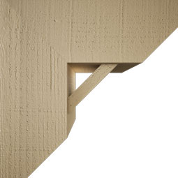Ekena Millwork - BKTUR0756X18X18TRA06RCPR - Timberthane Faux Wood Traditional Style Bracket w/ Offset Brace, Slat Ends, 7 1/2"W x 18"D x 18"H, Primed Tan