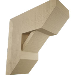 Ekena Millwork - BKTUR0756X18X18TRA06RCPR - Timberthane Faux Wood Traditional Style Bracket w/ Offset Brace, Slat Ends, 7 1/2"W x 18"D x 18"H, Primed Tan