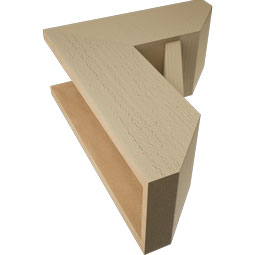 Ekena Millwork - BKTUR0756X18X22TRA06RCPR - Timberthane Faux Wood Traditional Style Bracket w/ Offset Brace, Slat Ends, 7 1/2"W x 18"D x 22"H, Primed Tan