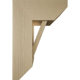 Ekena Millwork - BKTUR0756X18X26TRA06RCPR - Timberthane Faux Wood Traditional Style Bracket w/ Offset Brace, Slat Ends, 7 1/2"W x 18"D x 26"H, Primed Tan