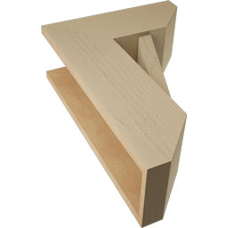 Ekena Millwork - BKTUR0756X18X26TRA06RCPR - Timberthane Faux Wood Traditional Style Bracket w/ Offset Brace, Slat Ends, 7 1/2"W x 18"D x 26"H, Primed Tan