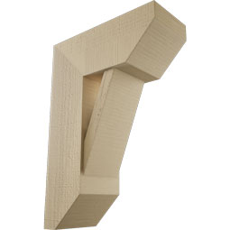 Ekena Millwork - BKTUR0756X18X26TRA06RCPR - Timberthane Faux Wood Traditional Style Bracket w/ Offset Brace, Slat Ends, 7 1/2"W x 18"D x 26"H, Primed Tan