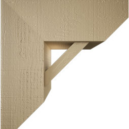 Ekena Millwork - BKTUR0756X20X20TRA06RCPR - Timberthane Faux Wood Traditional Style Bracket w/ Offset Brace, Slat Ends, 7 1/2"W x 20"D x 20"H, Primed Tan