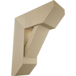 Ekena Millwork - BKTUR0756X20X24TRA06RCPR - Timberthane Faux Wood Traditional Style Bracket w/ Offset Brace, Slat Ends, 7 1/2"W x 20"D x 24"H, Primed Tan