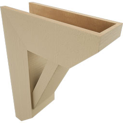 Ekena Millwork - BKTUR0756X20X28TRA06RCPR - Timberthane Faux Wood Traditional Style Bracket w/ Offset Brace, Slat Ends, 7 1/2"W x 20"D x 28"H, Primed Tan