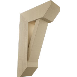 Ekena Millwork - BKTUR0756X20X32TRA06RCPR - Timberthane Faux Wood Traditional Style Bracket w/ Offset Brace, Slat Ends, 7 1/2"W x 20"D x 32"H, Primed Tan