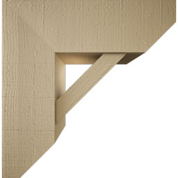 Ekena Millwork - BKTUR0756X22X22TRA06RCPR - Timberthane Faux Wood Traditional Style Bracket w/ Offset Brace, Slat Ends, 7 1/2"W x 22"D x 22"H, Primed Tan
