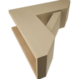Ekena Millwork - BKTUR0756X22X22TRA06RCPR - Timberthane Faux Wood Traditional Style Bracket w/ Offset Brace, Slat Ends, 7 1/2"W x 22"D x 22"H, Primed Tan