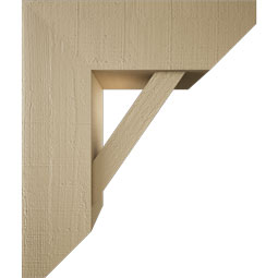 Ekena Millwork - BKTUR0756X22X26TRA06RCPR - Timberthane Faux Wood Traditional Style Bracket w/ Offset Brace, Slat Ends, 7 1/2"W x 22"D x 26"H, Primed Tan