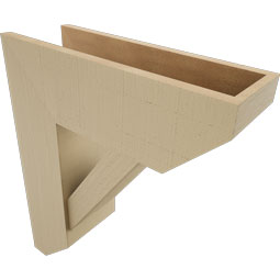 Ekena Millwork - BKTUR0756X22X26TRA06RCPR - Timberthane Faux Wood Traditional Style Bracket w/ Offset Brace, Slat Ends, 7 1/2"W x 22"D x 26"H, Primed Tan