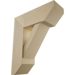 Ekena Millwork - BKTUR0756X22X26TRA06RCPR - Timberthane Faux Wood Traditional Style Bracket w/ Offset Brace, Slat Ends, 7 1/2"W x 22"D x 26"H, Primed Tan