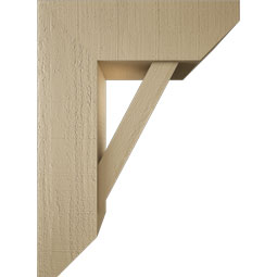Ekena Millwork - BKTUR0756X22X30TRA06RCPR - Timberthane Faux Wood Traditional Style Bracket w/ Offset Brace, Slat Ends, 7 1/2"W x 22"D x 30"H, Primed Tan