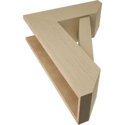 Ekena Millwork - BKTUR0756X22X30TRA06RCPR - Timberthane Faux Wood Traditional Style Bracket w/ Offset Brace, Slat Ends, 7 1/2"W x 22"D x 30"H, Primed Tan