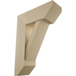Ekena Millwork - BKTUR0756X22X30TRA06RCPR - Timberthane Faux Wood Traditional Style Bracket w/ Offset Brace, Slat Ends, 7 1/2"W x 22"D x 30"H, Primed Tan
