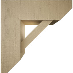Ekena Millwork - BKTUR0756X24X24TRA06RCPR - Timberthane Faux Wood Traditional Style Bracket w/ Offset Brace, Slat Ends, 7 1/2"W x 24"D x 24"H, Primed Tan