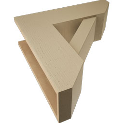 Ekena Millwork - BKTUR0756X24X24TRA06RCPR - Timberthane Faux Wood Traditional Style Bracket w/ Offset Brace, Slat Ends, 7 1/2"W x 24"D x 24"H, Primed Tan