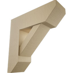 Ekena Millwork - BKTUR0756X24X24TRA06RCPR - Timberthane Faux Wood Traditional Style Bracket w/ Offset Brace, Slat Ends, 7 1/2"W x 24"D x 24"H, Primed Tan