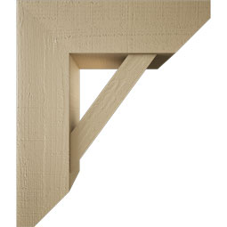 Ekena Millwork - BKTUR0756X24X28TRA06RCPR - Timberthane Faux Wood Traditional Style Bracket w/ Offset Brace, Slat Ends, 7 1/2"W x 24"D x 28"H, Primed Tan