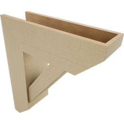 Ekena Millwork - BKTUR0756X24X28TRA06RCPR - Timberthane Faux Wood Traditional Style Bracket w/ Offset Brace, Slat Ends, 7 1/2"W x 24"D x 28"H, Primed Tan
