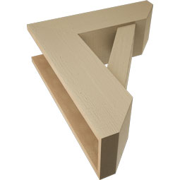 Ekena Millwork - BKTUR0756X24X28TRA06RCPR - Timberthane Faux Wood Traditional Style Bracket w/ Offset Brace, Slat Ends, 7 1/2"W x 24"D x 28"H, Primed Tan