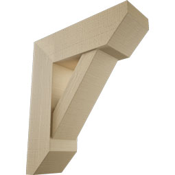 Ekena Millwork - BKTUR0756X24X28TRA06RCPR - Timberthane Faux Wood Traditional Style Bracket w/ Offset Brace, Slat Ends, 7 1/2"W x 24"D x 28"H, Primed Tan