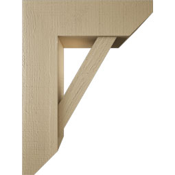 Ekena Millwork - BKTUR0756X24X32TRA06RCPR - Timberthane Faux Wood Traditional Style Bracket w/ Offset Brace, Slat Ends, 7 1/2"W x 24"D x 32"H, Primed Tan
