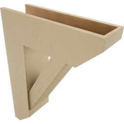 Ekena Millwork - BKTUR0756X24X32TRA06RCPR - Timberthane Faux Wood Traditional Style Bracket w/ Offset Brace, Slat Ends, 7 1/2"W x 24"D x 32"H, Primed Tan