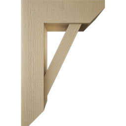 Ekena Millwork - BKTUR0756X24X36TRA06RCPR - Timberthane Faux Wood Traditional Style Bracket w/ Offset Brace, Slat Ends, 7 1/2"W x 24"D x 36"H, Primed Tan