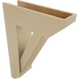 Ekena Millwork - BKTUR0756X24X36TRA06RCPR - Timberthane Faux Wood Traditional Style Bracket w/ Offset Brace, Slat Ends, 7 1/2"W x 24"D x 36"H, Primed Tan