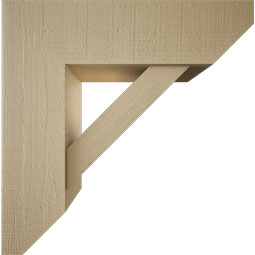Ekena Millwork - BKTUR0756X26X26TRA06RCPR - Timberthane Faux Wood Traditional Style Bracket w/ Offset Brace, Slat Ends, 7 1/2"W x 26"D x 26"H, Primed Tan