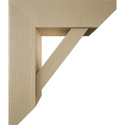 Ekena Millwork - BKTUR0756X26X30TRA06RCPR - Timberthane Faux Wood Traditional Style Bracket w/ Offset Brace, Slat Ends, 7 1/2"W x 26"D x 30"H, Primed Tan