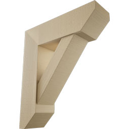 Ekena Millwork - BKTUR0756X26X30TRA06RCPR - Timberthane Faux Wood Traditional Style Bracket w/ Offset Brace, Slat Ends, 7 1/2"W x 26"D x 30"H, Primed Tan