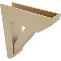 Ekena Millwork - BKTUR0756X26X34TRA06RCPR - Timberthane Faux Wood Traditional Style Bracket w/ Offset Brace, Slat Ends, 7 1/2"W x 26"D x 34"H, Primed Tan