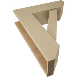 Ekena Millwork - BKTUR0756X26X34TRA06RCPR - Timberthane Faux Wood Traditional Style Bracket w/ Offset Brace, Slat Ends, 7 1/2"W x 26"D x 34"H, Primed Tan