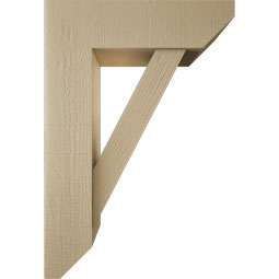 Ekena Millwork - BKTUR0756X26X38TRA06RCPR - Timberthane Faux Wood Traditional Style Bracket w/ Offset Brace, Slat Ends, 7 1/2"W x 26"D x 38"H, Primed Tan