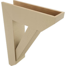 Ekena Millwork - BKTUR0756X26X38TRA06RCPR - Timberthane Faux Wood Traditional Style Bracket w/ Offset Brace, Slat Ends, 7 1/2"W x 26"D x 38"H, Primed Tan