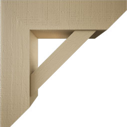 Ekena Millwork - BKTUR0756X28X28TRA06RCPR - Timberthane Faux Wood Traditional Style Bracket w/ Offset Brace, Slat Ends, 7 1/2"W x 28"D x 28"H, Primed Tan